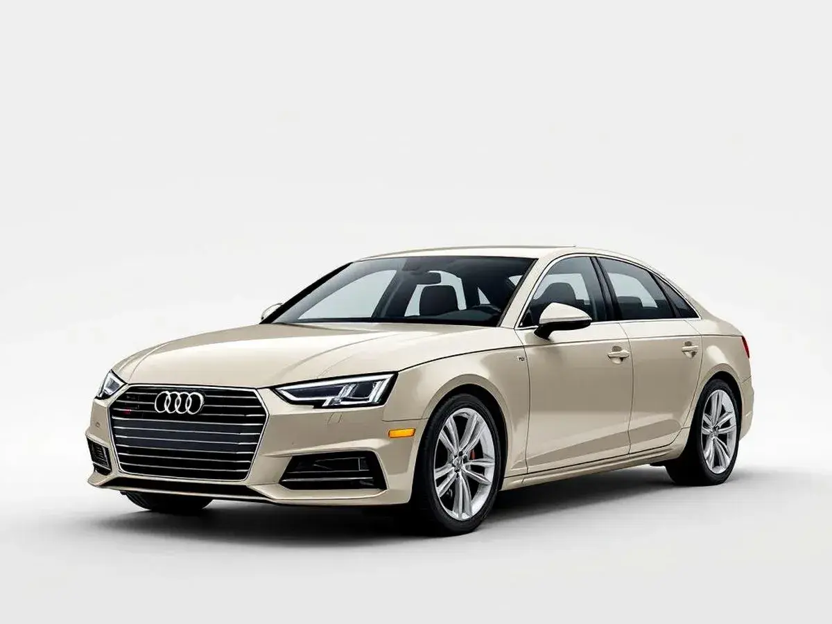 Elegancki, beżowy Audi A4 sedan na białym tle. Sprawdź aktualną audi a4 cena i ofertę.