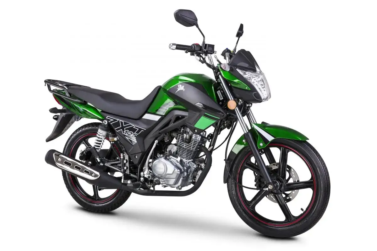 Zielony motocykl ZXT 125, idealny do miasta. Świetna kategoria pojazdów, czym można jeździć po drogach.